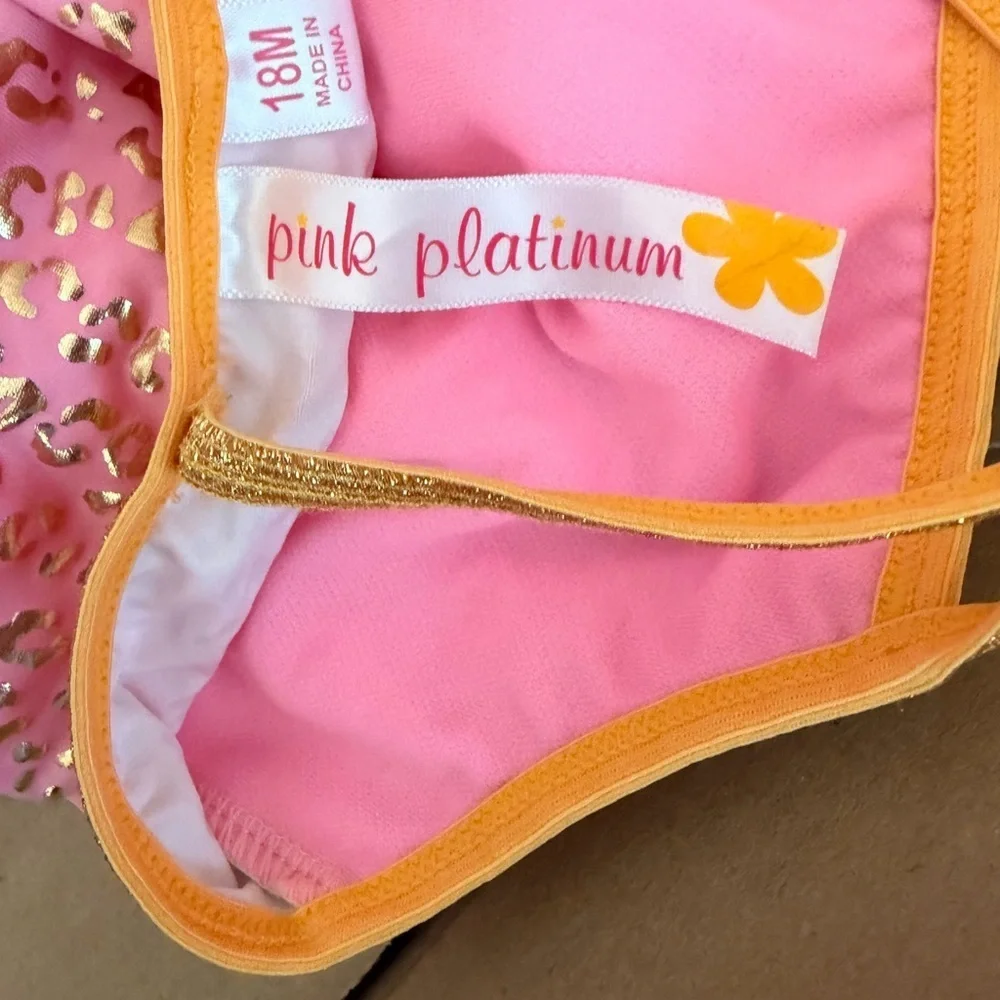 Pink‎ Platinum Baby Girl Rainbow Two-Piece Set | Gold Foil Cheetah | 18 Months